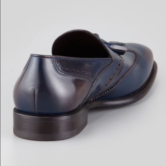 ❤️ Ferragamo Siriano Wing Tip Tassel Loafer Blue 9 main image 6